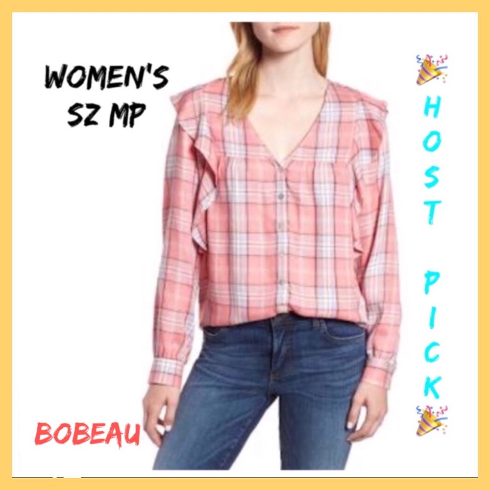 Designer BOBEAU Ruffle Top NWT P23